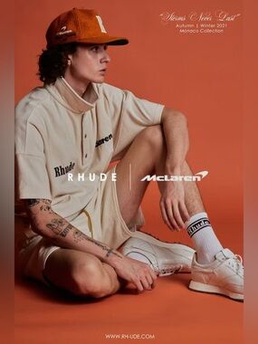 RHUDE x McLaren Cream Short-Sleeve Polo Sweatshirt Shorts Set